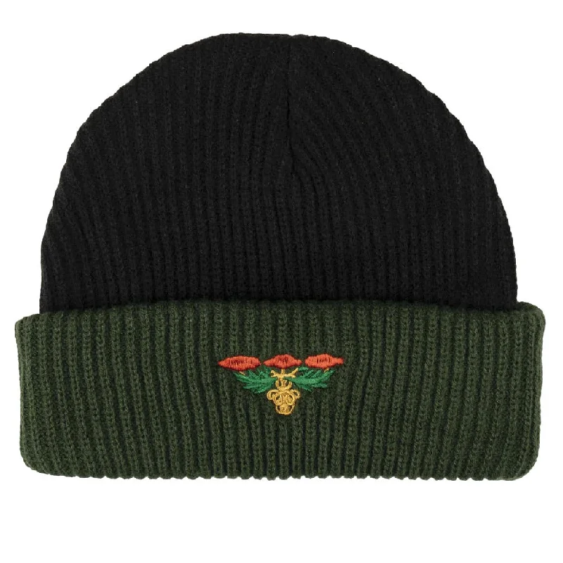 Camouflage cap for hunting trip essentials -Emblem Beanie Beanie (Black/Forest Green)