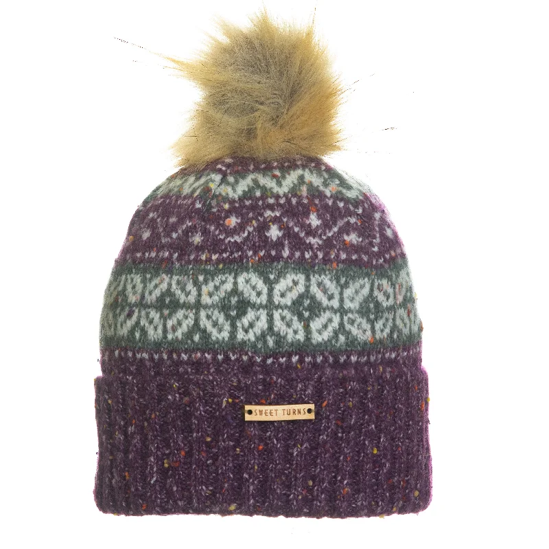 Graphic print cap for artistic expression -Ella Beanie in Purple