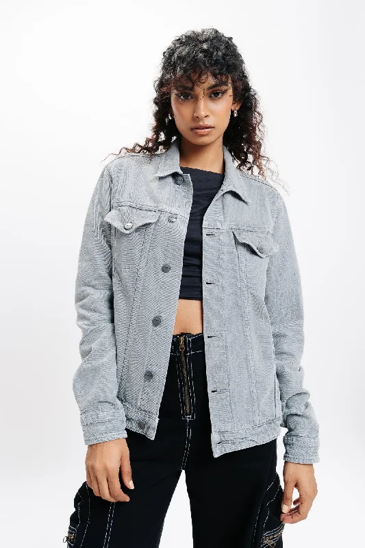 Varsity Jackets for Sporty Vibe -Grey Classic Denim Trucker Jacket