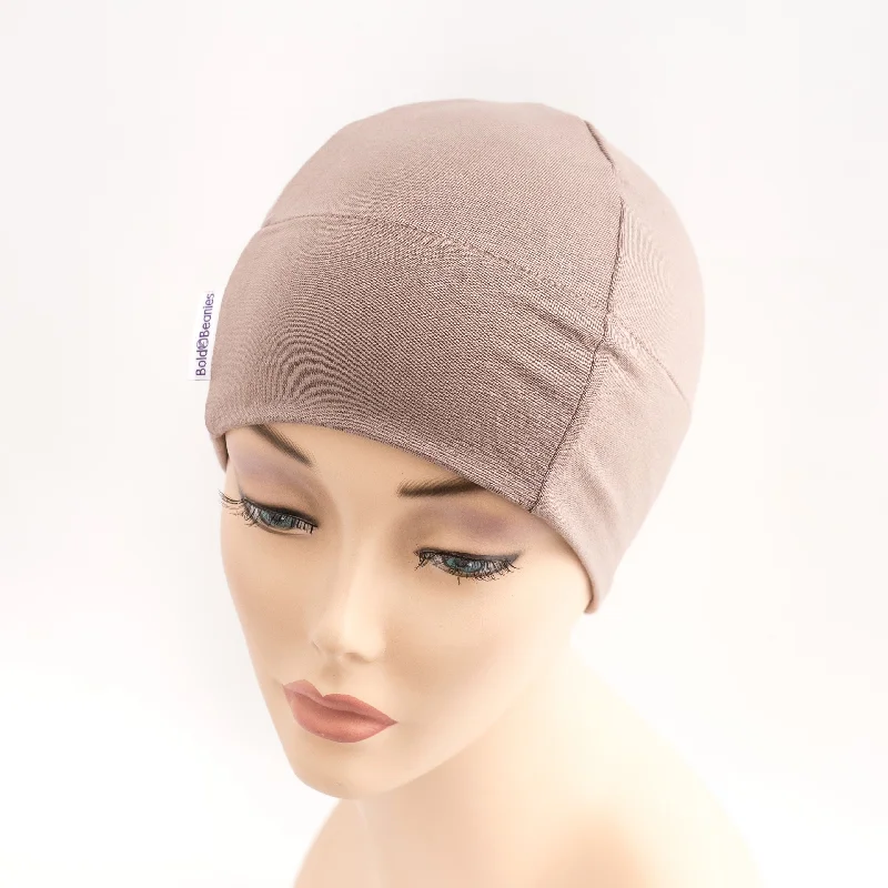 Sports team cap for game day support -Taupe Plain Cotton Bold Beanies Hat