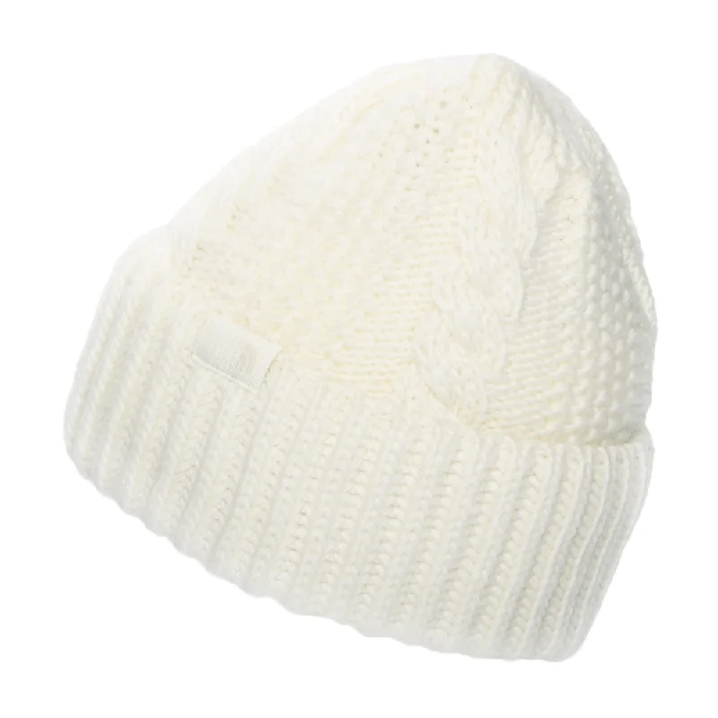 Embroidered logo cap for team spirit Pride -The North Face Hats Womens Oh Mega Cable Knit Cuffed Beanie Hat - Off White