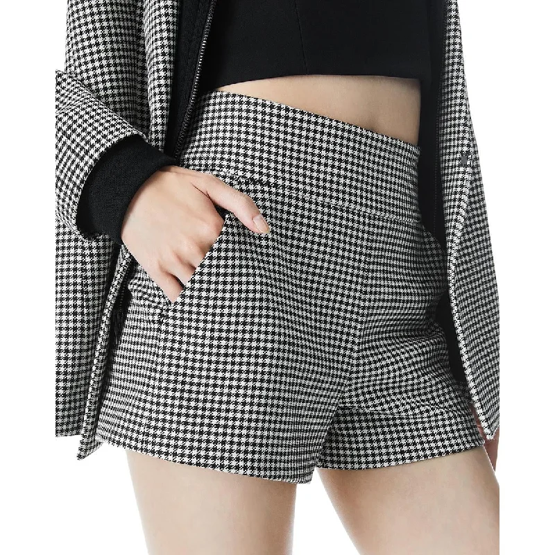 Mini Dresses for Garden Parties -Alice and Olivia Womens Mini Houndstooth Casual Shorts