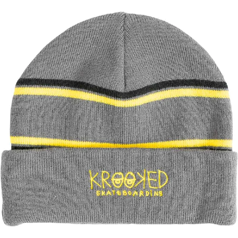 Durable dad cap for relaxed weekend outings -Krooked - Krooked Eyes Cuff Beanie Charcoal/Yellow/Black