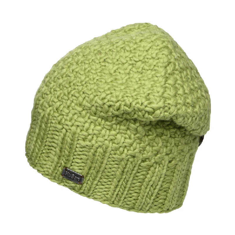 Minimal dad cap for understated charm -Kusan Button Down Beanie Hat - Lime