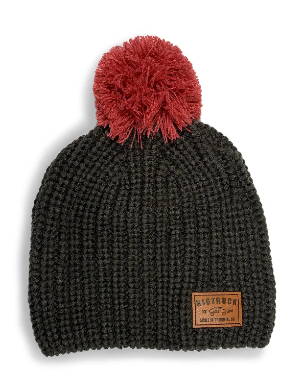 Graphic trucker cap for playful fashion flair -Pom Beanie Grey Knit