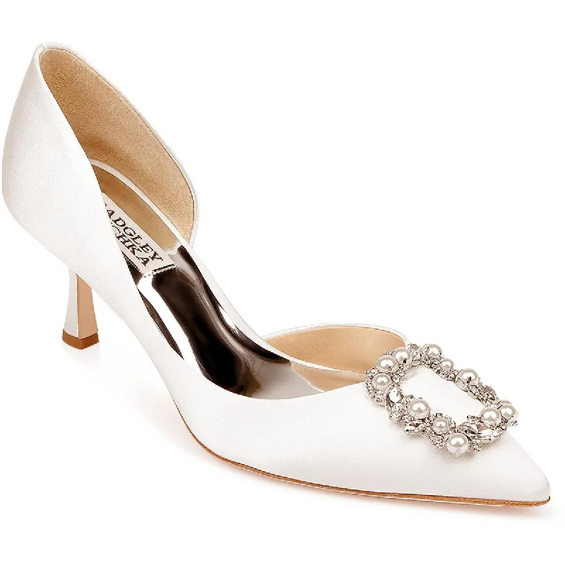 Ladies shoes with soft leather mold perfectly -Badgley Mischka Womens Fabia Satin Embellished Pumps