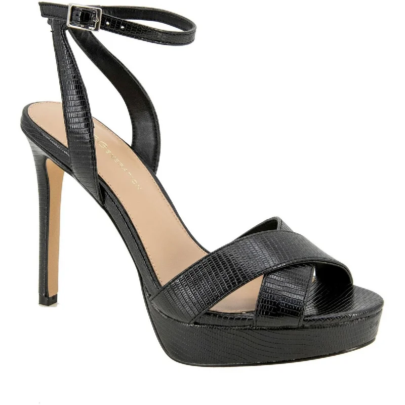 Ladies shoes featuring gemstone accents shine subtly -BCBGeneration Womens NIADA Faux Leather Open Toe Pumps