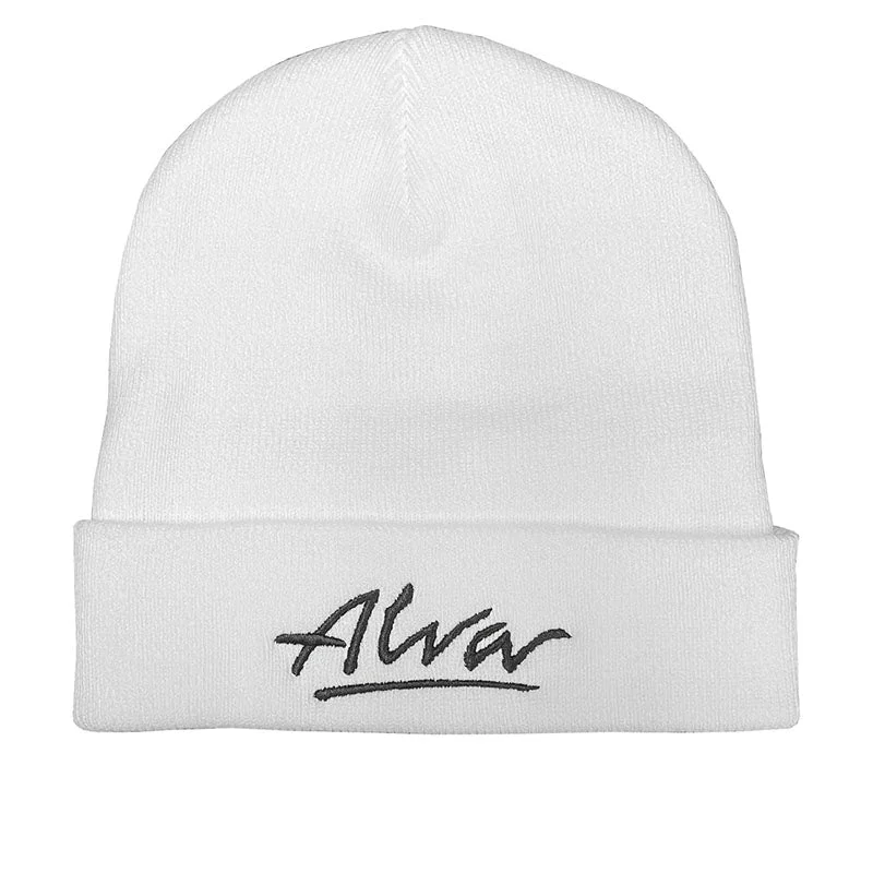 Minimalist cap for sleek simple style -Alva Skateboards WHITE OG Logo Beanie