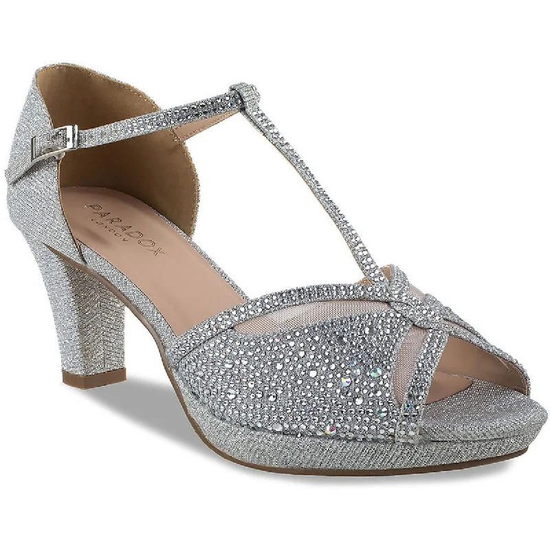 Ladies shoes featuring sequins glitter brightly -Paradox London Womens London Nora T-Strap Pumps Mary Jane Heels