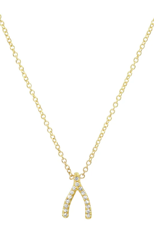 Mini Dresses for Party Nights -Mini Diamond Wishbone Necklace