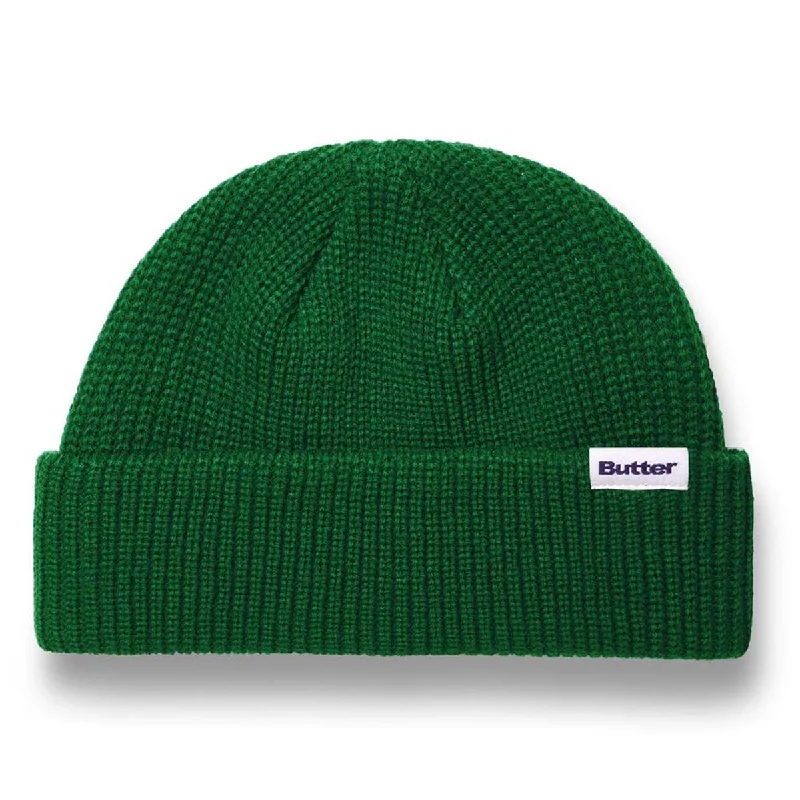 Premium cap with leather strap accent -Butter Goods - Wharfie Beanie Forest