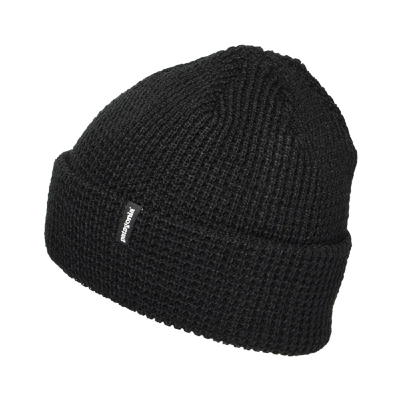 Canvas trucker cap for tough outdoor wear -Patagonia Hats Snowdrifter Waffle Knit Beanie Hat - Black