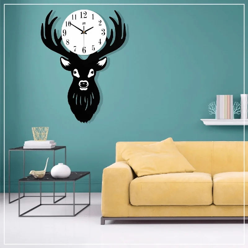 Striped Mini Dresses for Fashionable -Deer Head Wall Clock Density Fibreboard Home Living Room Nordic Minimalist