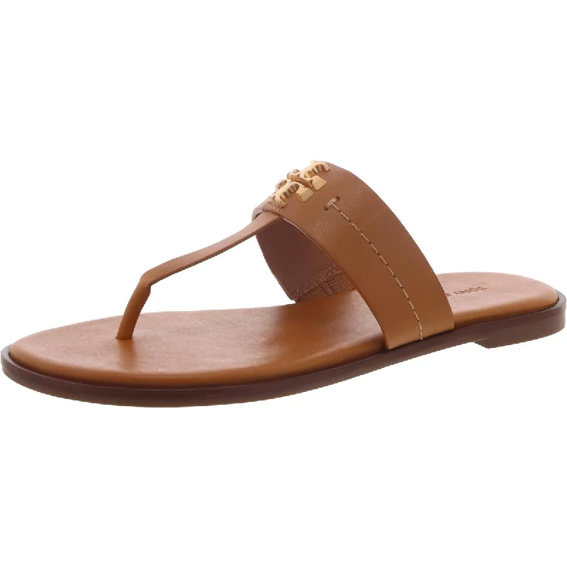 Mini Dresses for Beach Trips -Tory Burch Womens Mini Everly Leather Embellished Thong Sandals