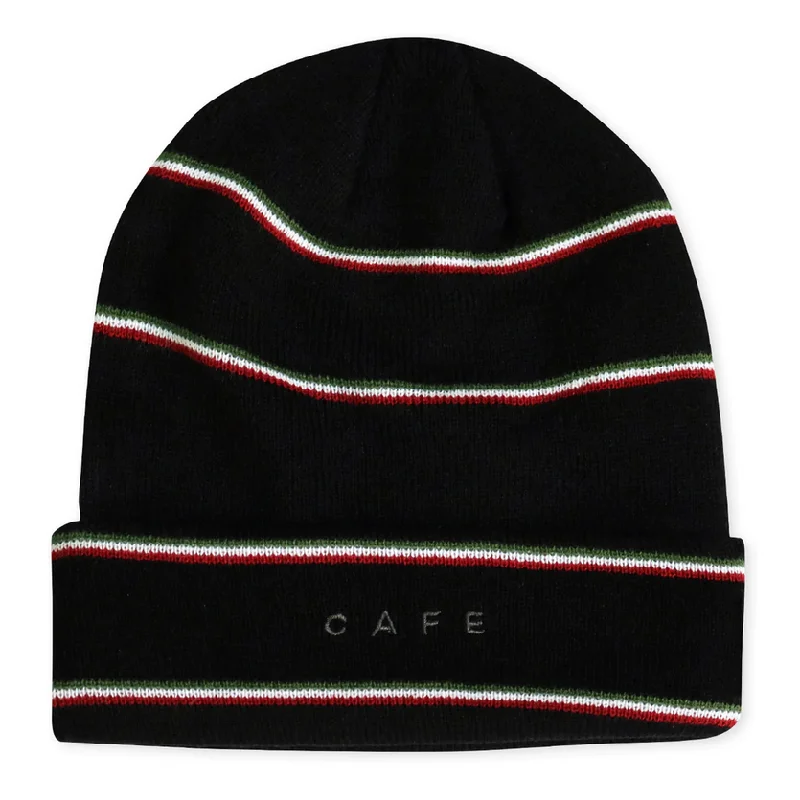 Casual denim cap for laid-back vibes -Stripe Fold Beanie (Black)