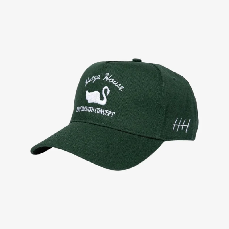 Wool sports cap for chilly game nights -Huega House 'Vintage Swan' 5-Panel Snapback Hat Forest Green / White