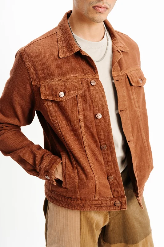 Button-Up Jackets for Traditional -Brown Classic Men's Trucker Jacket