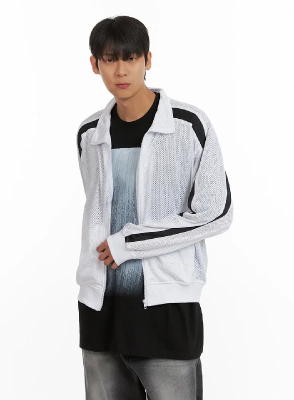 Bomber Jackets for Trendy Style -Men's Mesh Zip-Up Jacket IU418