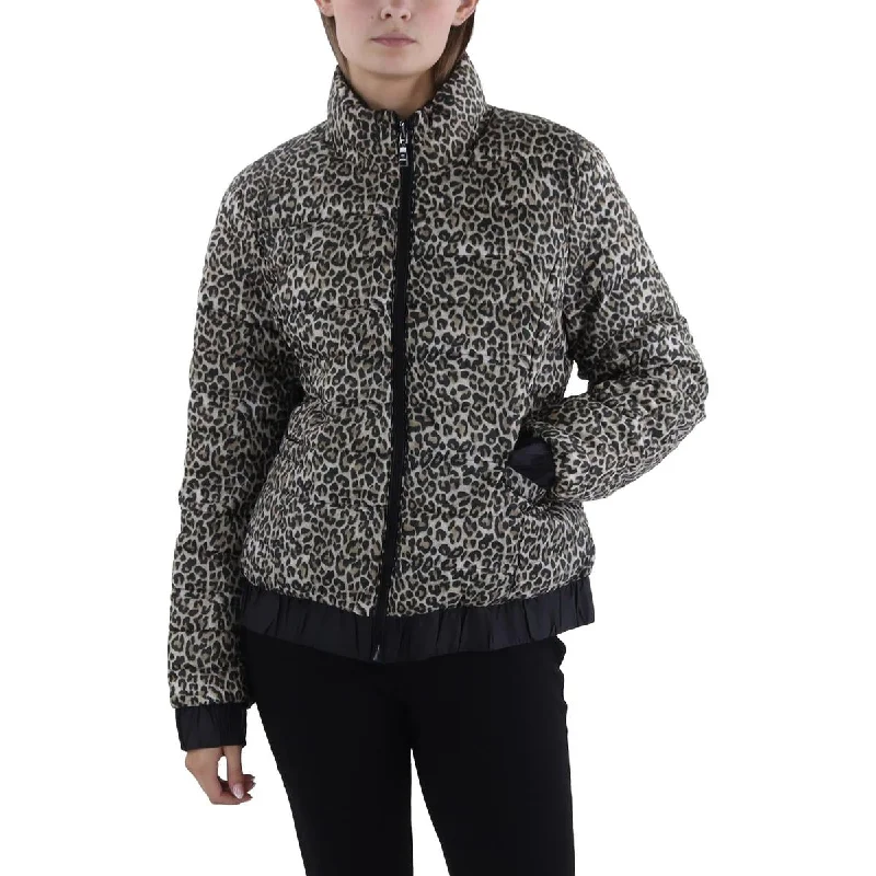 Heavy Duty Jackets for Durability -Tahari Womens Insulated Animal Print Puffer Jacket