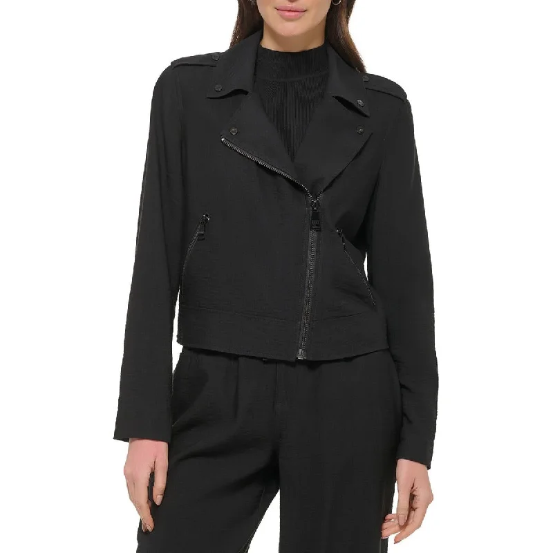 College Jackets for Campus -DKNY Womens Asymmetric Collared Motorcycle Jacket