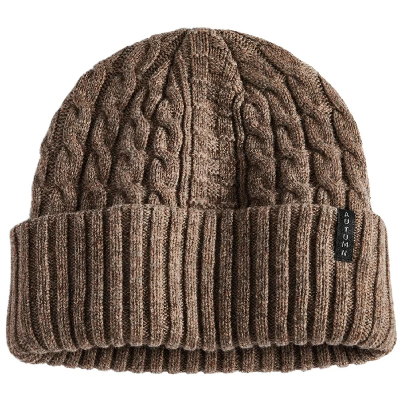 Classic cap with subtle tonal embroidery -Autumn Wool Cable Knit Beanie 2025