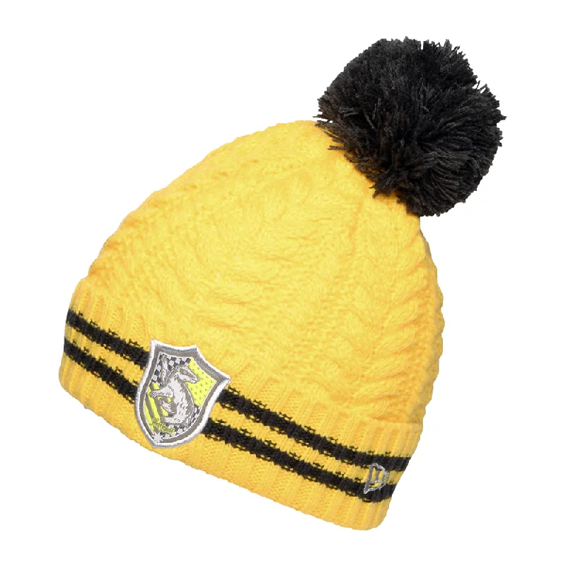 Wool sports cap for chilly game nights -New Era Kids Hufflepuff Bobble Hat - Harry Potter - Yellow