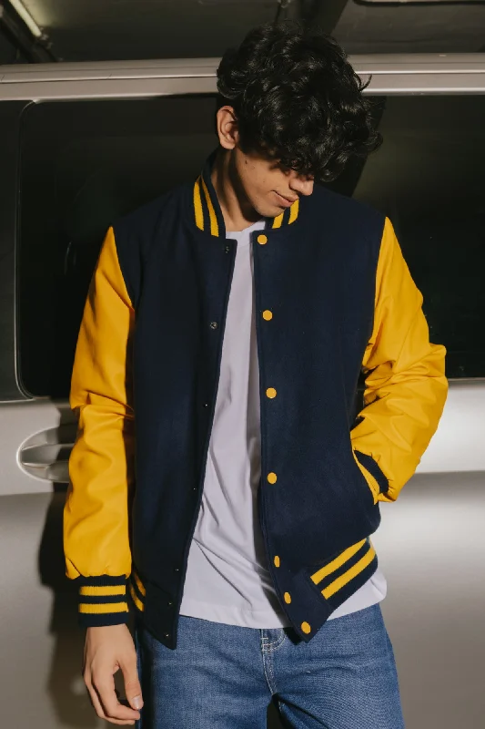 Quilted Jackets for Fashionable -Navy Men's Varsity Jacket