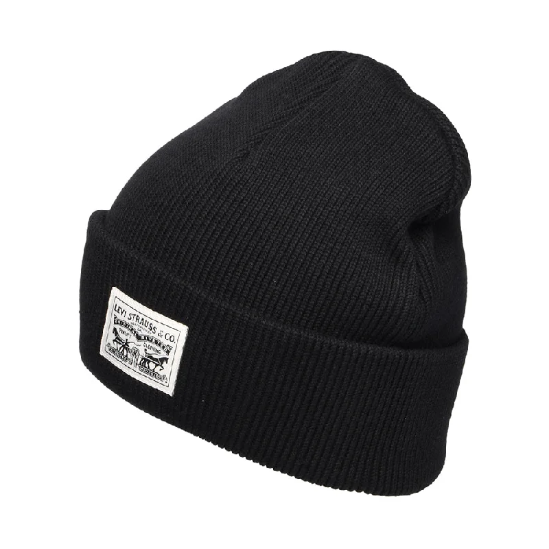 Minimal dad cap for understated charm -Levi's Hats Backpatch Cotton Beanie Hat - Black