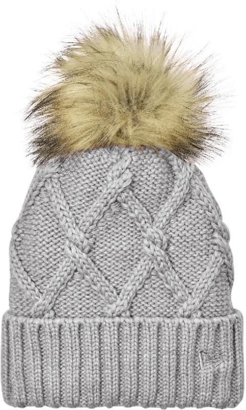 Casual denim cap for laid-back vibes -New Era Faux Fur Pom Beanie