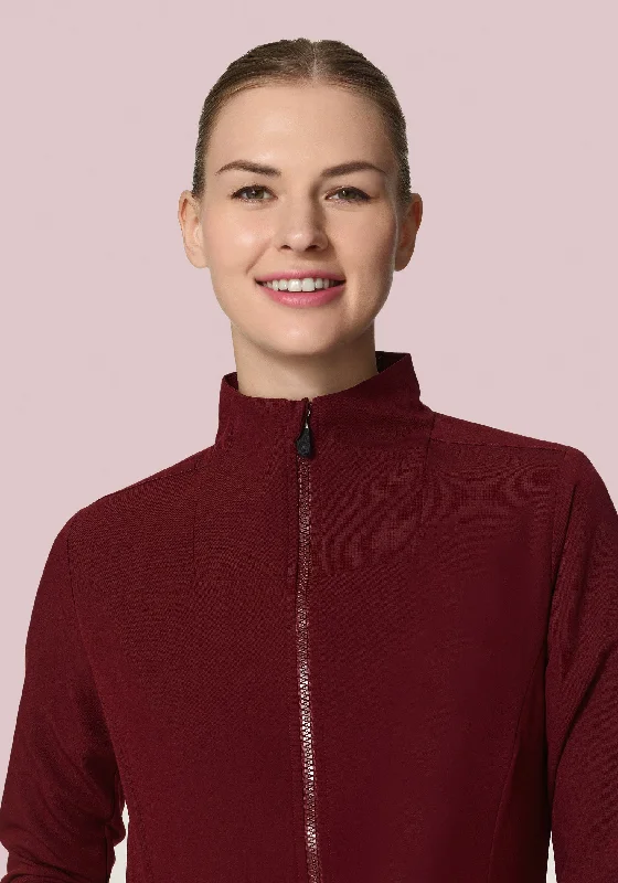 Quilted Jackets for Fashionable -Women's Modern Scrub Jacket Wine