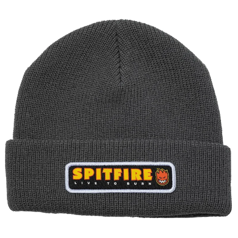 Sports cap with moisture-wicking fabric tech -Spitfire - LTB Patch Cuff Beanie Charcoal