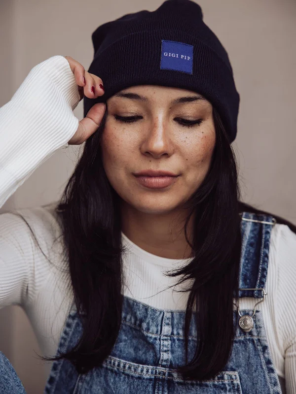 Minimal snapback cap for clean urban style -Gigi Pip Gigi Beanie - Navy Blue