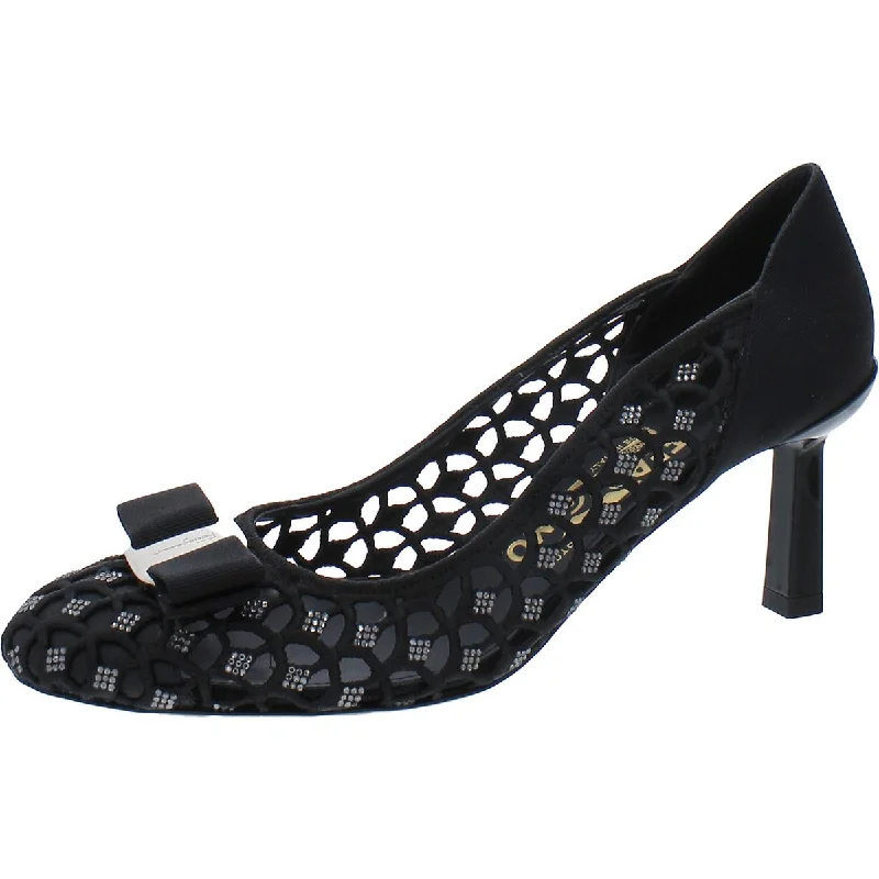 Ladies shoes with ankle straps add flair -Salvatore Ferragamo Womens Carla Bump Cut-Out Embellished Pumps