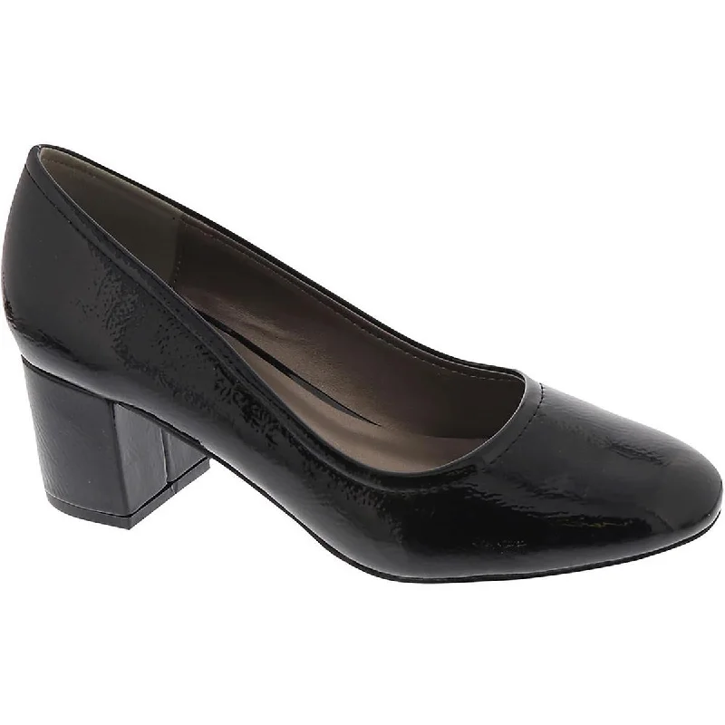 Ladies shoes with shiny finishes reflect light -Masseys Womens Daphne Cushioned Footbed Slip On Pumps