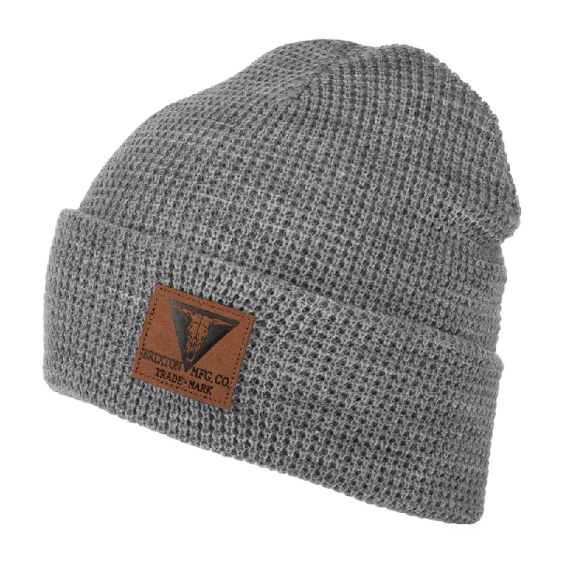 Black snapback cap for sharp modern looks -Brixton Hats Galveston Waffle Knit Beanie Hat - Light Grey Heather