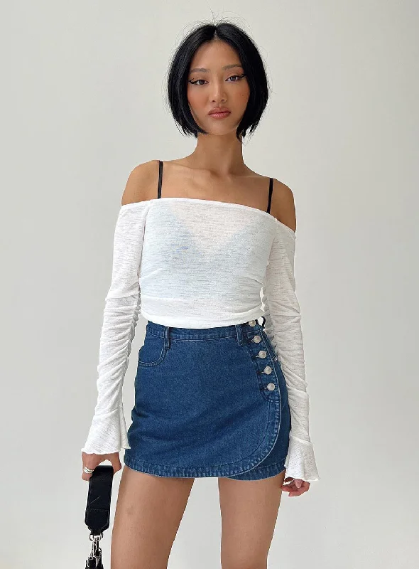 Striped Mini Dresses for Fashionable -Moda Skort Dark Wash Denim