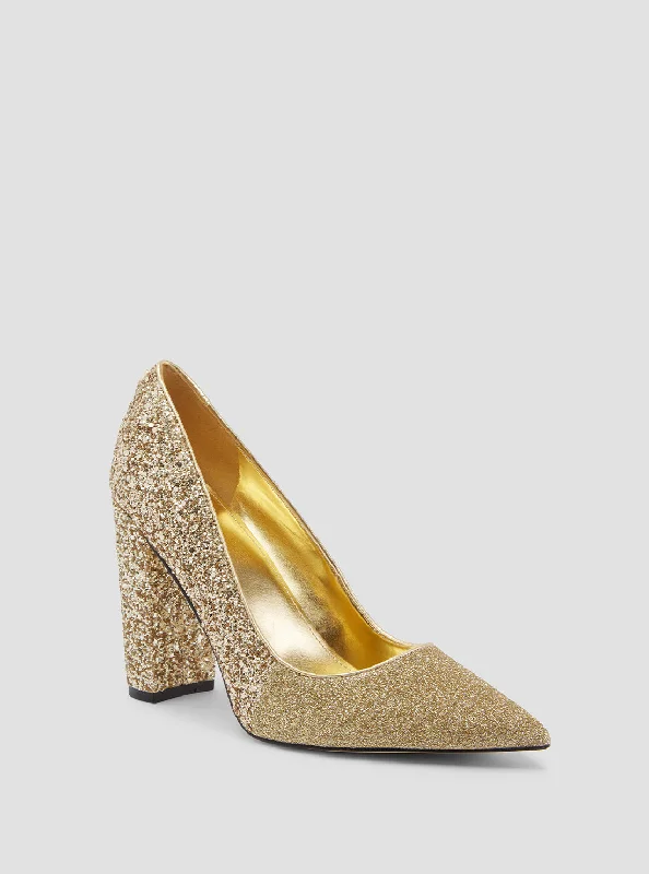 Ladies shoes with sleek finishes stay polished -Gold Abagaily Embellished Pumps