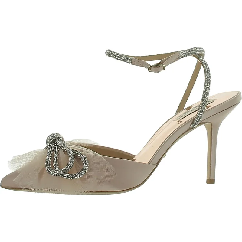 Ladies shoes featuring fringe details feel fun -Badgley Mischka Womens Sacred Satin Bow Pumps