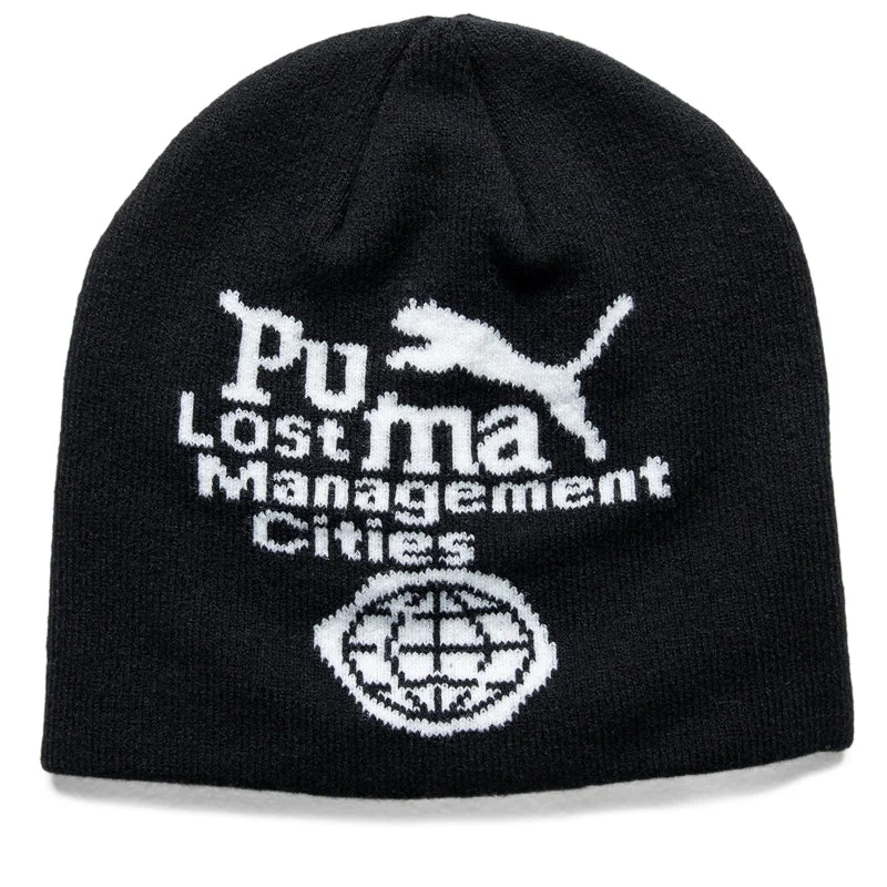 Lightweight cap for easy travel packing -Lost Management Cities x Puma Cuffless Beanie - Black