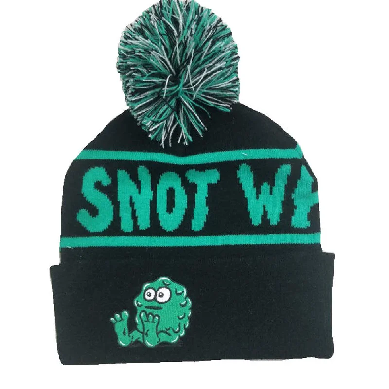 Premium snapback cap with flat bill design -Snot - Booger Bobble Beanie Black