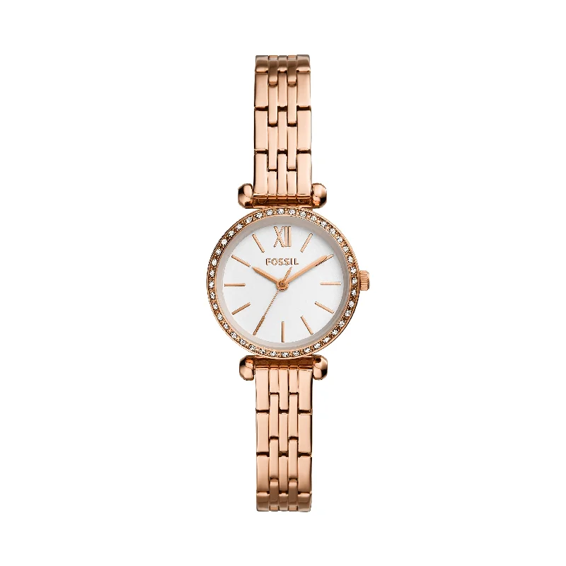 Green Mini Dresses for Fresh Appeal -Fossil Women's Tillie Mini Three-Hand, Rose Gold-Tone Stainless Steel Watch