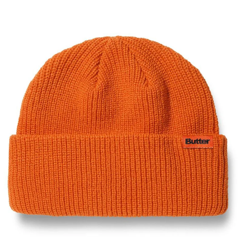 Vintage washed cap for faded cool look -Butter Goods - Tall Wharfie Beanie Burnt Orange