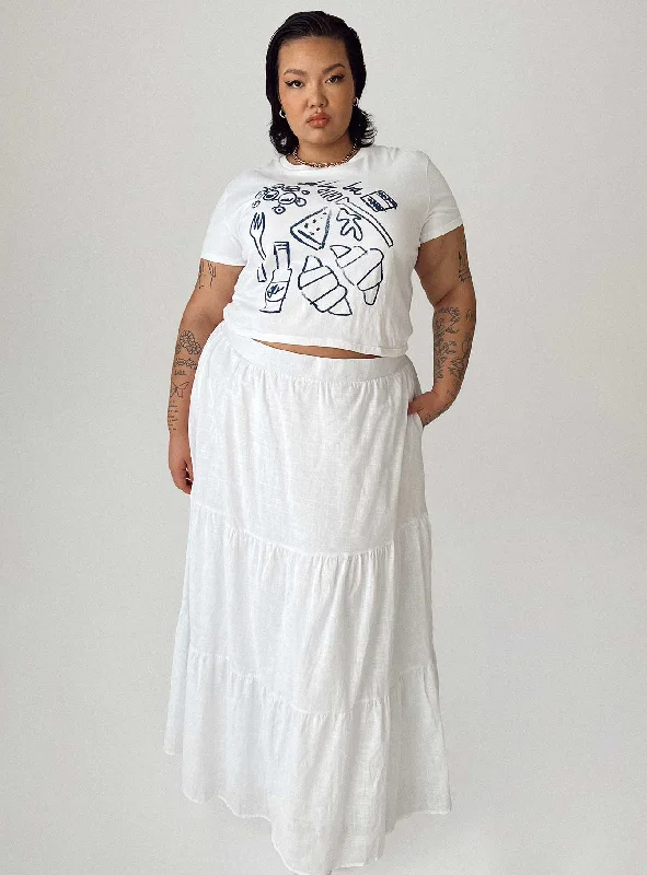 Mini Dresses for Indoor Gatherings -Korban Maxi Skirt White Curve