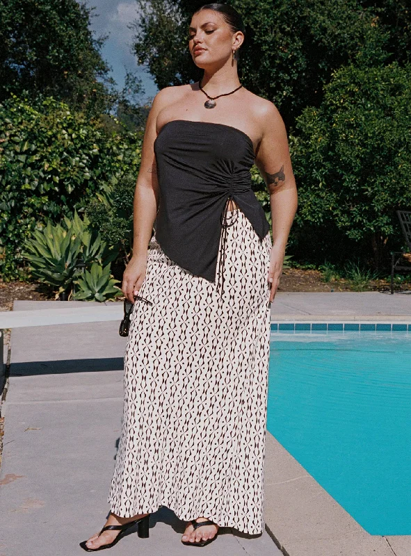 Mini Dresses for Tall Women -Mercer Linen Blend Maxi Skirt Black / White Curve