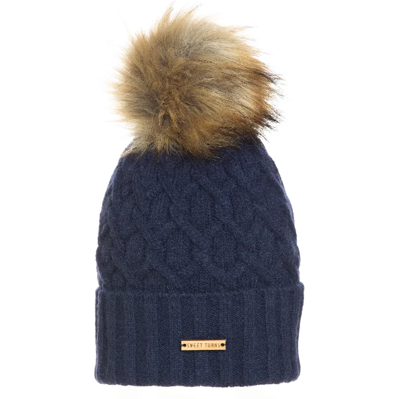 Designer trucker cap with signature brand patch -Annalise Beanie in Navy