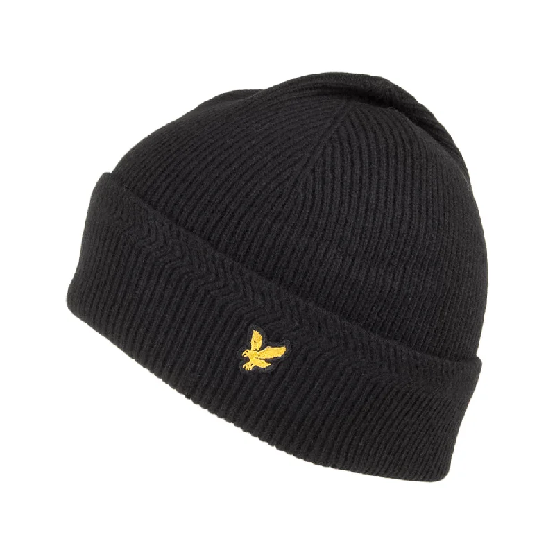 Fitted dad cap for relaxed snug wear -Lyle & Scott Hats Racked Rib Beanie Hat - Black