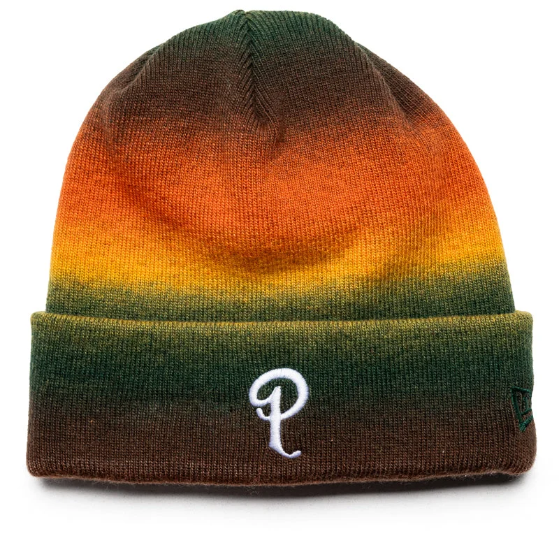 Graphic print cap for artistic expression -Politics x New Era Sub Knit Beanie - Dark Green/Orange