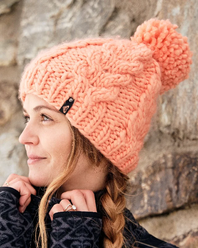 Adjustable snapback cap for easy fit tweaks -Winter Chunky Beanie - Peach Pink