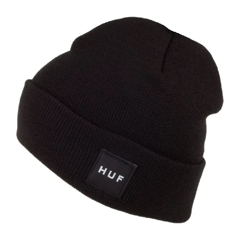 Denim dad cap for effortless casual charm -HUF Tonal Box Logo Beanie - Black