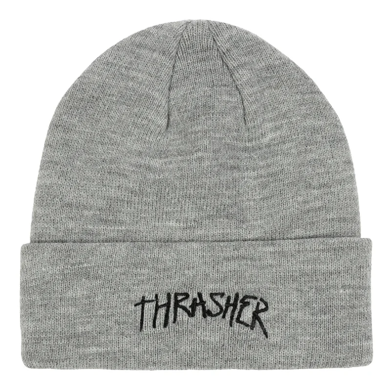 Bright neon cap for bold visibility needs -Thrasher - Sketch Beanie Grey